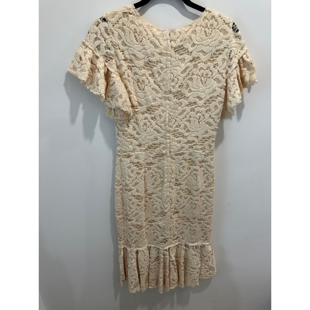 Dolce & Gabbana Cream Floral Lace Flutter Sleeve Mermaid Midi Dress IT 40 - Picture 7 of 12